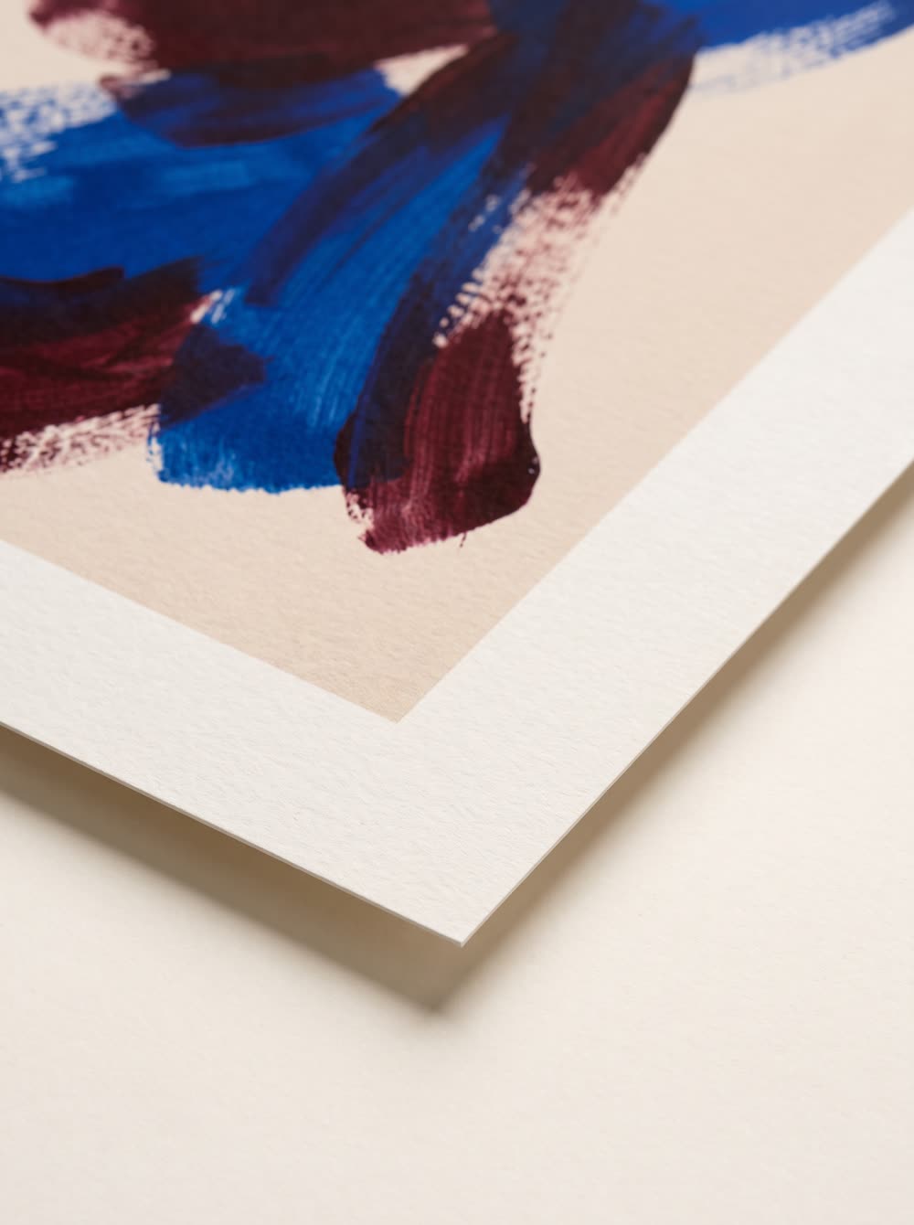 Close-up of an art print on textured paper